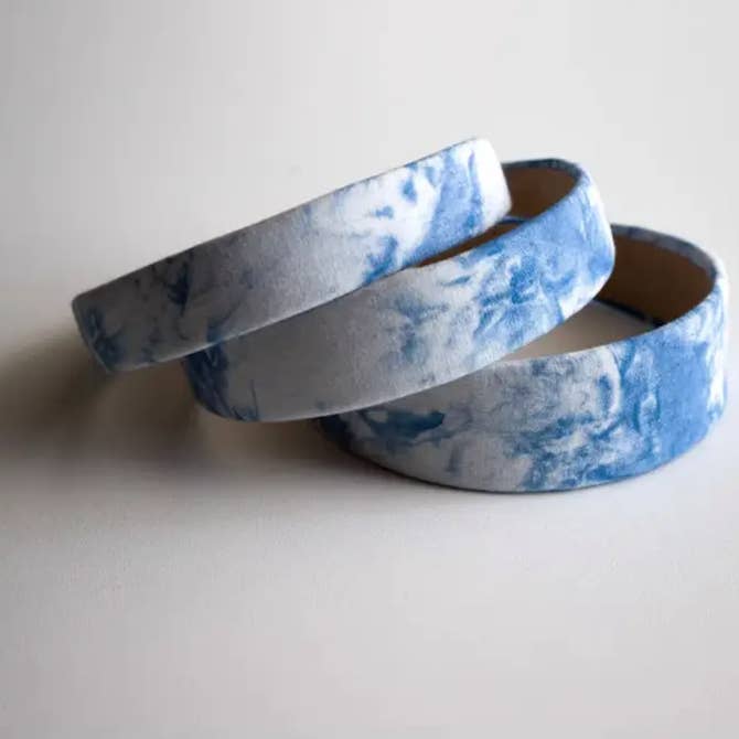 Tie-dye Headband - Blue-and-white