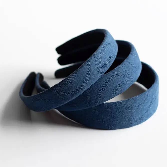 Tie-dye Headband - Solid Blue Dyed Jacquard