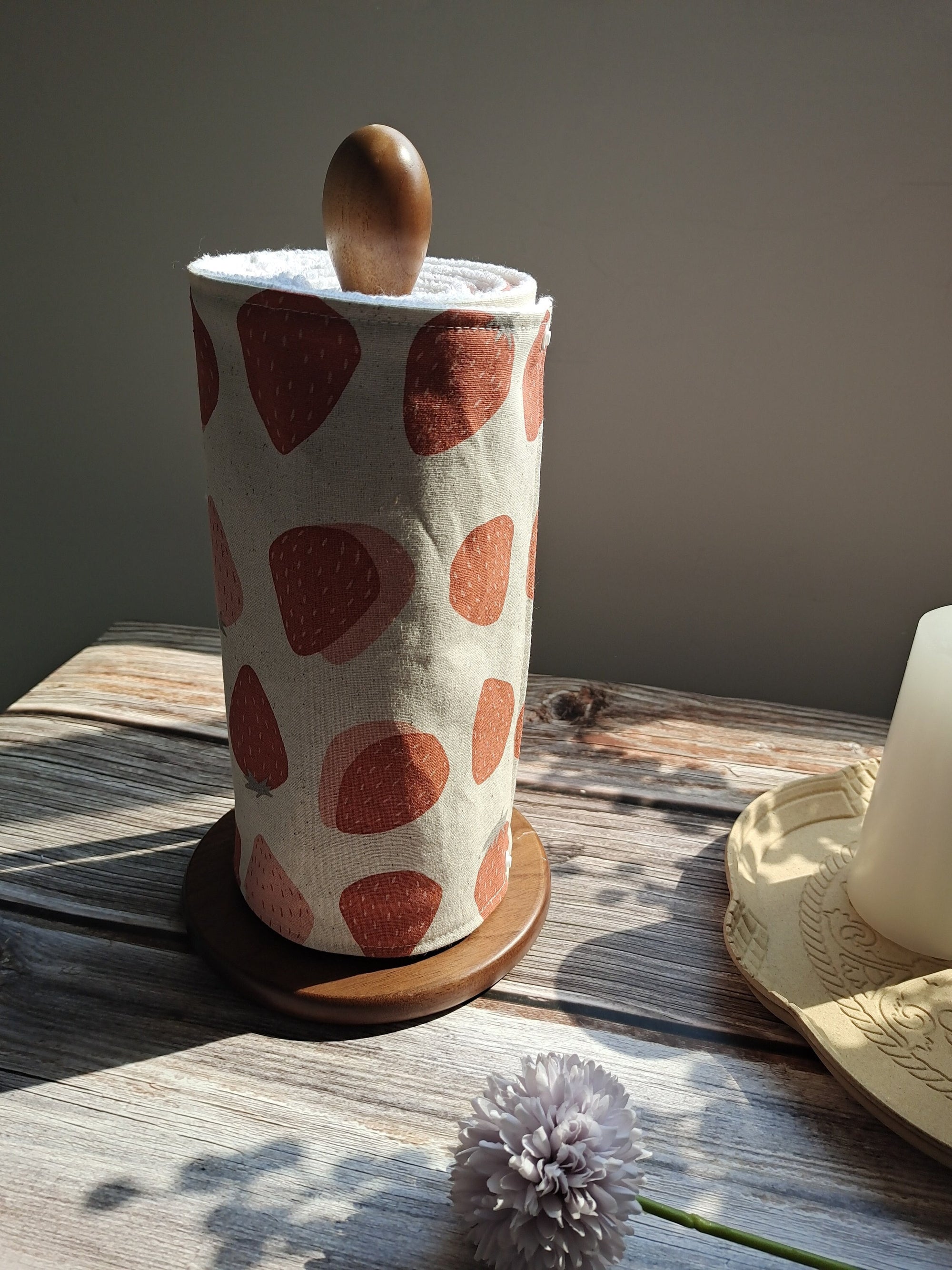 Paperless Kitchen Towels, Zero Waste, Reusable paper towels roll with snaps Kitchen Clothes, eco-friendly Dish Towels Strawberry
