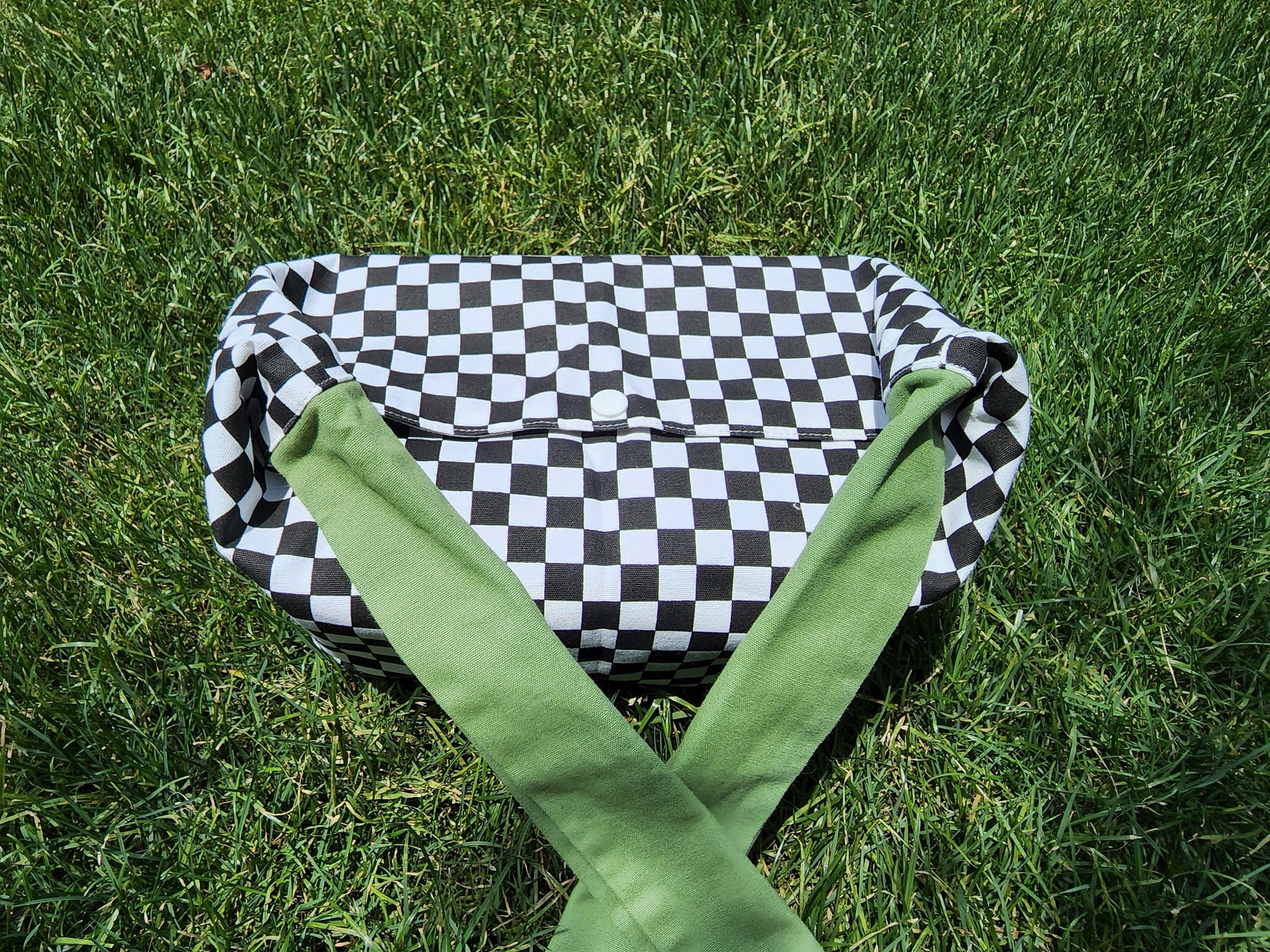 Custom Name black and white plaid insulated lunch bag bento bag, zero waste , Eco Friendly lunch box cloth School Gift for women
