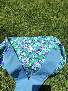 Custom Name Blue flowers insulated lunch bag bento bag, zero waste , Eco Friendly lunch box cloth School Gift for women