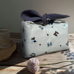 Custom Name Cute Cat insulated lunch bag bento bag, zero waste , Eco Friendly lunch box cloth School Gift for women