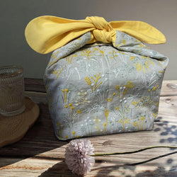 Custom Name Beige dandelion insulated lunch bag bento bag, zero waste , Eco Friendly lunch box cloth School Gift for women