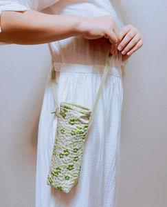 Water Bottle Holder Water Bottle Carrier Hand made bottle carrier School water bottle sling girlie bottle cozy green