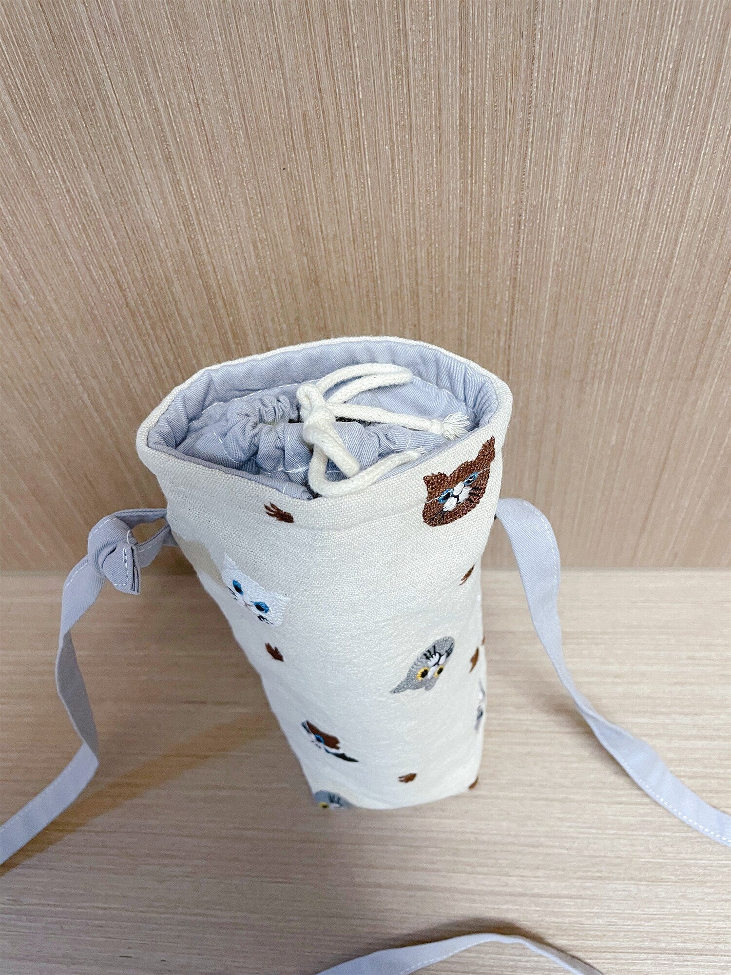 Water Bottle Holder Water Bottle Carrier Hand made bottle carrier School water bottle sling girlie bottle cozy Cat