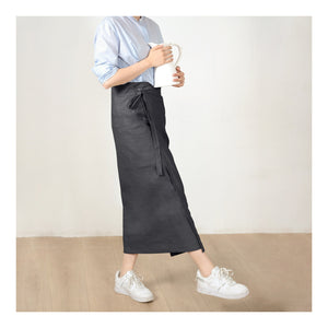 Custom Size Cotton linen wrap skirt, wrap around skirt,high waisted skirt,Custom Size, wrap midi skirt,Full length skirt, Gray