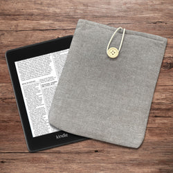 Hemp Gray Kindle Sleeve, Padded Book Sleeve, Book Pouch，Kindle Paperwhite Case, Kindle Oasis Cover, IPad Sleeve, Cute Book Sleeve