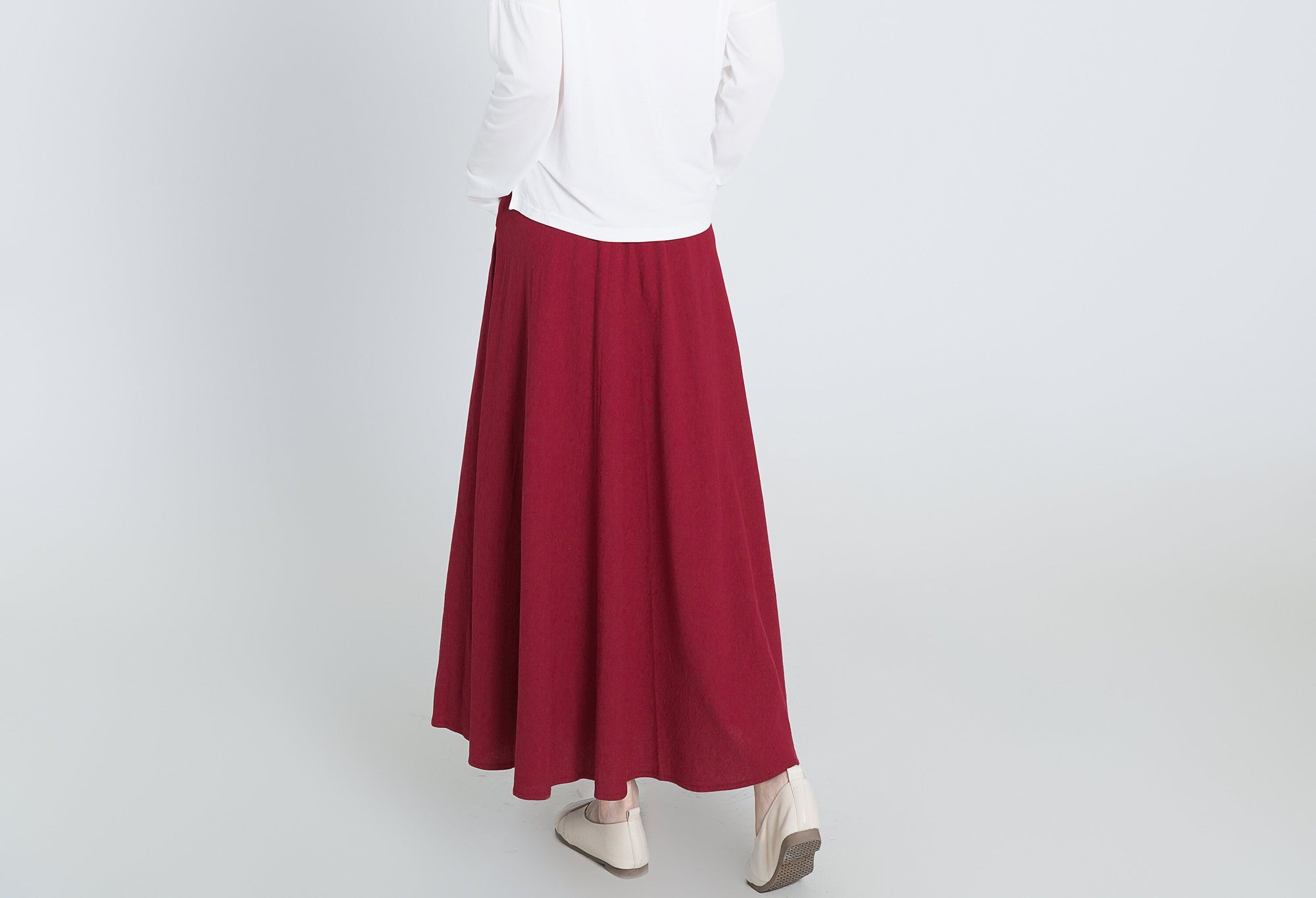 Custom size cotton skirt loose skirts A-line elastic waist skirt travel skirt beach skirt red christmas gift