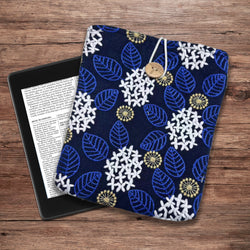 Embroidered blue flowers Kindle Sleeve, Padded Book Sleeve, Book Pouch Kindle Paperwhite Case, Kindle Oasis Cover, IPad Sleeve