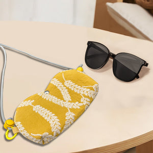 Personalized sunglass Adjustable crossbody bag,hand embroidered pouch,glasses padded pouch neck bag,Coin Purse,Sunglasses bag yellow wheat