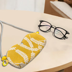 Personalized sunglass Adjustable crossbody bag,hand embroidered pouch,glasses padded pouch neck bag,Coin Purse,Sunglasses bag yellow wheat