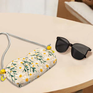 Personalized sunglass Adjustable crossbody bag,hand pouch,glasses padded pouch neck bag,Coin Purse Sunglasses bag embroider daisy
