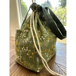 Custom Name Insulated Lunch Bag with drawstring closure, Travel Bag, Organizer Bag Embroidered fabric gift for women or her birthday gift