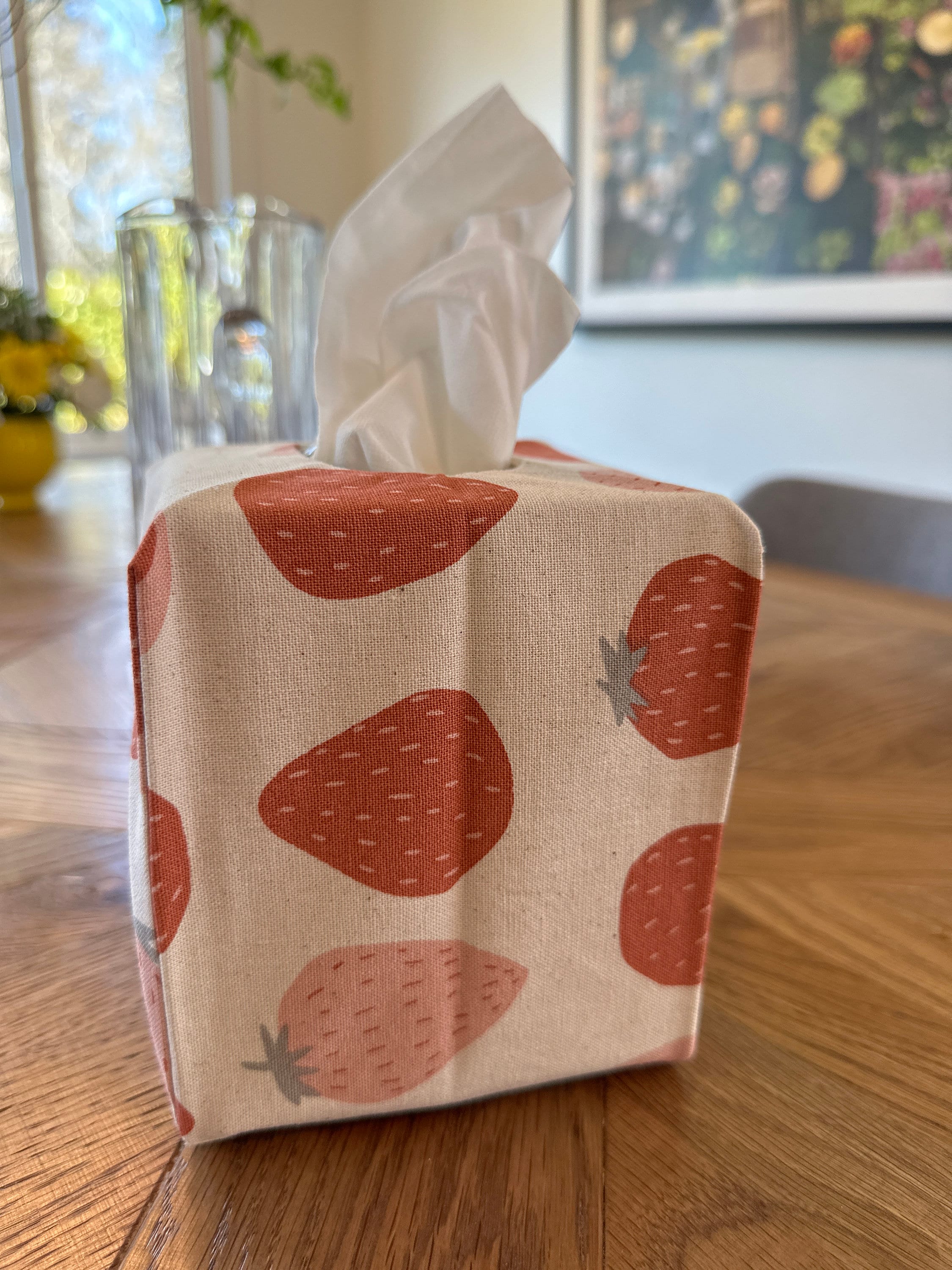 Tissue Box Cover, Tissue Dispenser, Home Gift,Housewarming gift,Mothers Day Gift,Kitchen Decor,Bathroom Decor,Strawberry