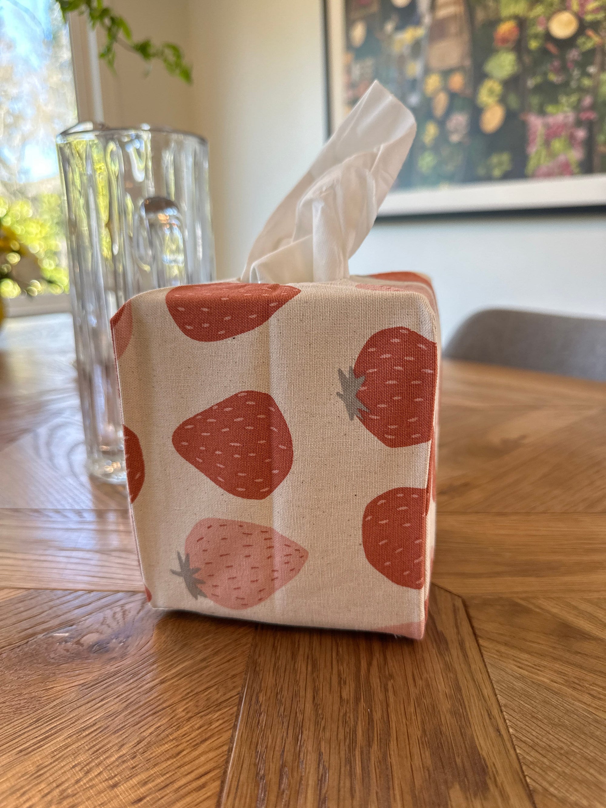 Tissue Box Cover, Tissue Dispenser, Home Gift,Housewarming gift,Mothers Day Gift,Kitchen Decor,Bathroom Decor,Strawberry