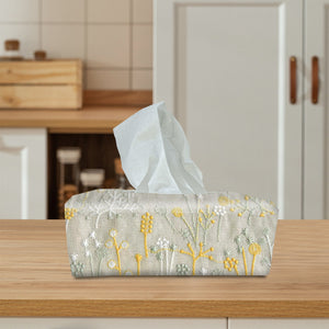Rectangle Tissue Box Cover, Tissue Dispenser, Home Gift,Housewarming gift,Mothers Day Gift,Kitchen Decor,Beige Embroidered Dandelion