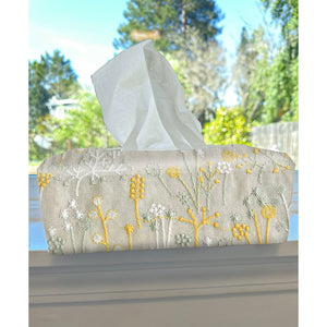 Rectangle Tissue Box Cover, Tissue Dispenser, Home Gift,Housewarming gift,Mothers Day Gift,Kitchen Decor,Beige Embroidered Dandelion