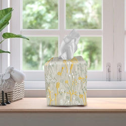 Tissue Box Cover, Tissue Dispenser, Home Gift,Housewarming gift,Mothers Day Gift,Kitchen Decor,Bathroom Decor,Beige embroidered dandelion