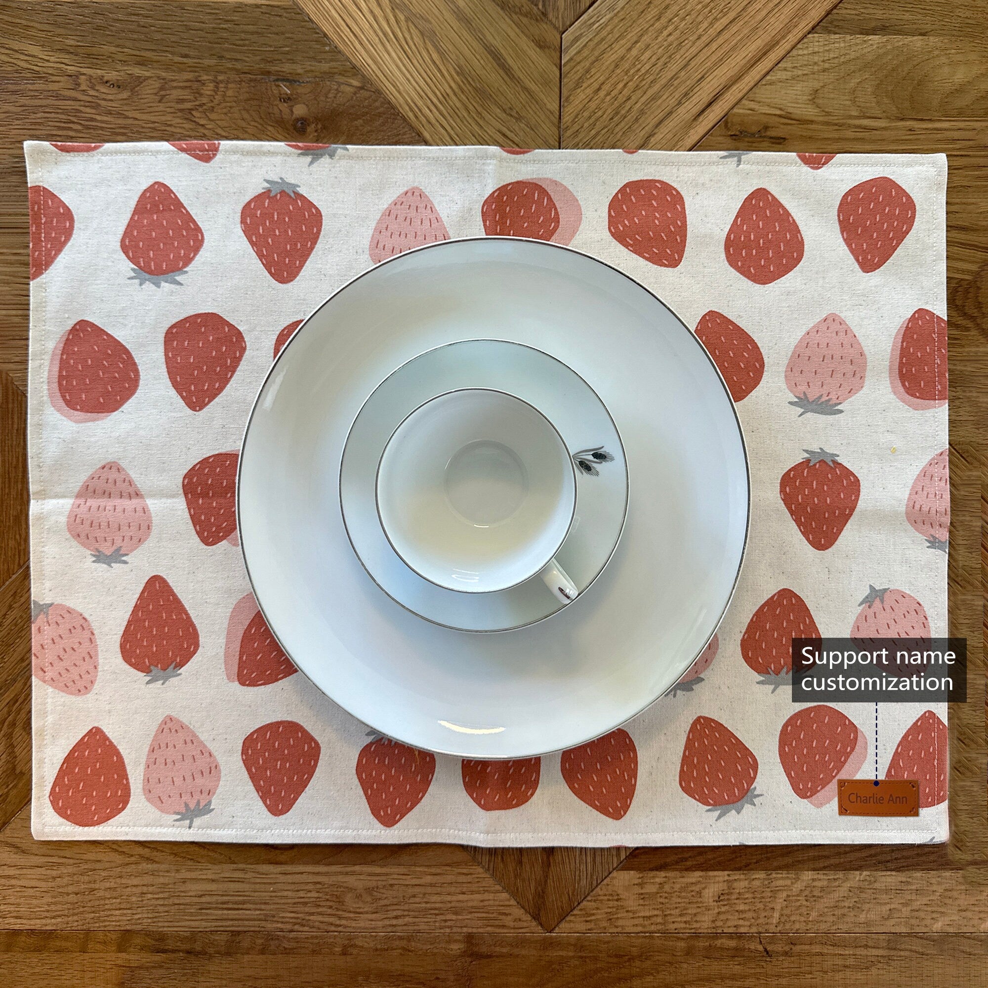 Placemats personalized, placemats with custom name, table setting, table decoration placemat , Housewarming gift strawberry