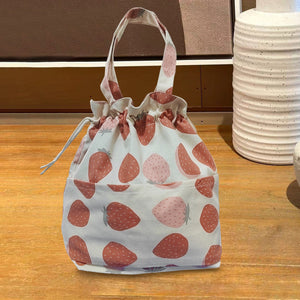 Name Custom Insulated Lunch Bag with drawstring closure, Organizer Bag strawberry Handbag Travel Bag gift for her