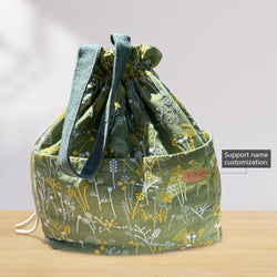 Custom Name Insulated Lunch Bag with drawstring closure, Travel Bag, Organizer Bag Embroidered fabric gift for women or her birthday gift