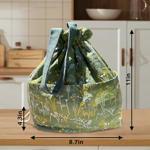 Custom Name Insulated Lunch Bag with drawstring closure, Travel Bag, Organizer Bag Embroidered fabric gift for women or her birthday gift