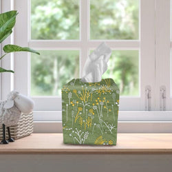 Tissue Box Cover, Tissue Dispenser, Home Gift,Housewarming gift,Mothers Day Gift,Kitchen Decor,Bathroom Decor,Green embroidered dandelion
