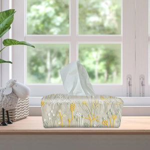 Rectangle Tissue Box Cover, Tissue Dispenser, Home Gift,Housewarming gift,Mothers Day Gift,Kitchen Decor,Beige Embroidered Dandelion