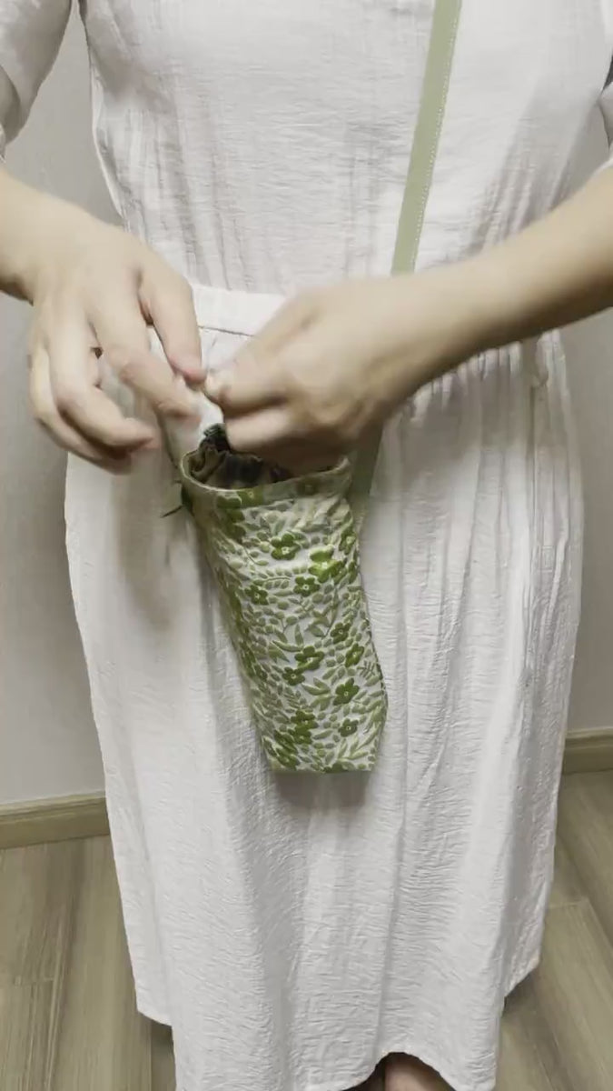Water Bottle Holder Water Bottle Carrier Hand made bottle carrier School water bottle sling girlie bottle cozy  green