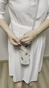 Water Bottle Holder Water Bottle Carrier Hand made bottle carrier School water bottle sling girlie bottle cozy Cat