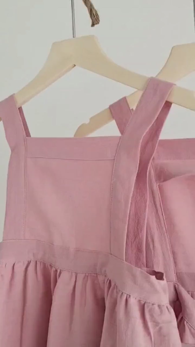 Custom logo Matching Family Apron Cotton Linen Handmade Apron,  Adult size Apron, Kids size Apron, Housewarming gift, Mother's day Pink