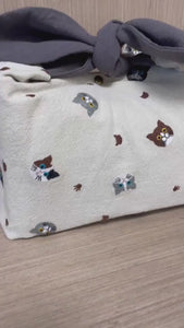 Custom Name Cute Cat insulated  lunch bag bento bag, zero waste , Eco Friendly  lunch box cloth School Gift for  women