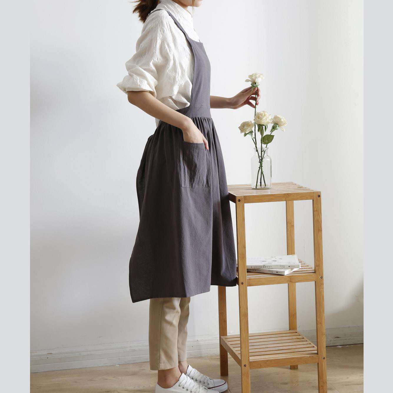 Pinafore Apron Dress — Charcoal Gray