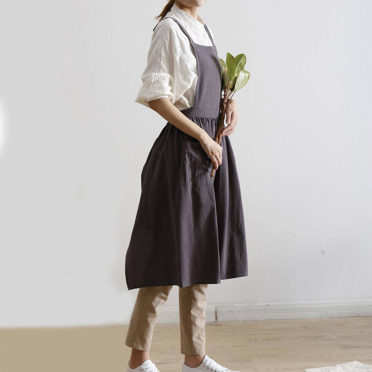 Pinafore Apron Dress — Charcoal Gray