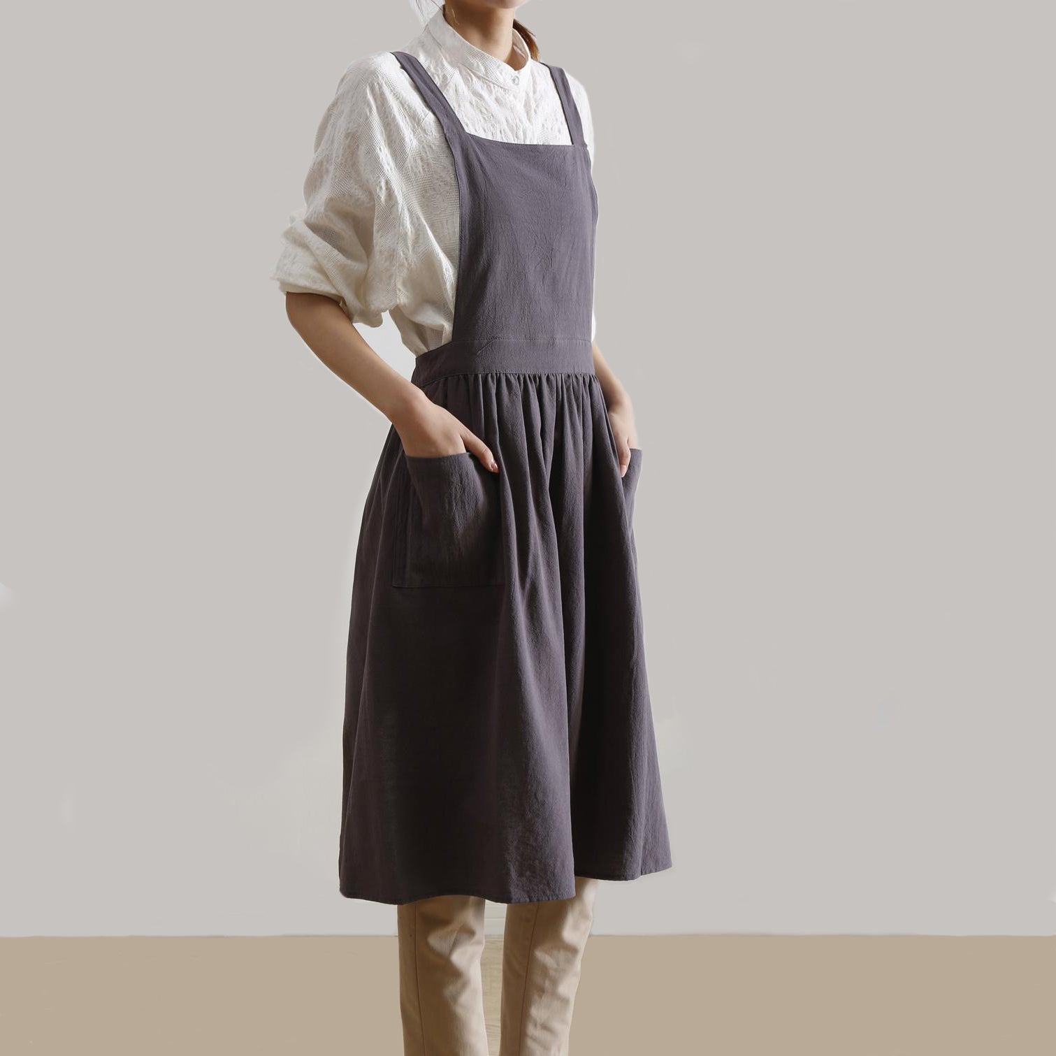 Pinafore Apron Dress — Charcoal Gray