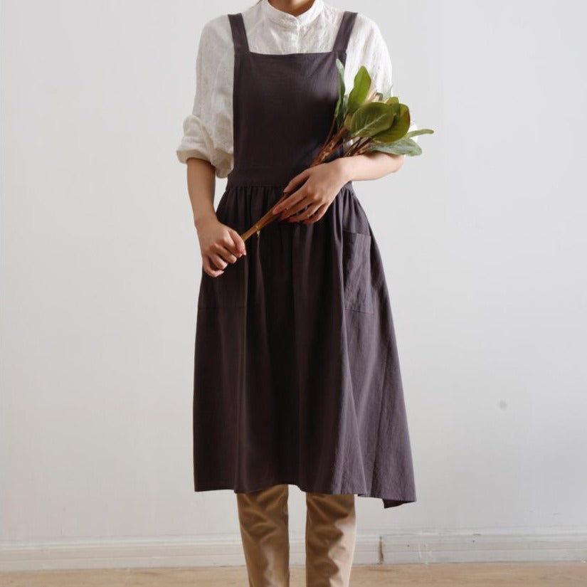 Pinafore Apron Dress — Charcoal Gray