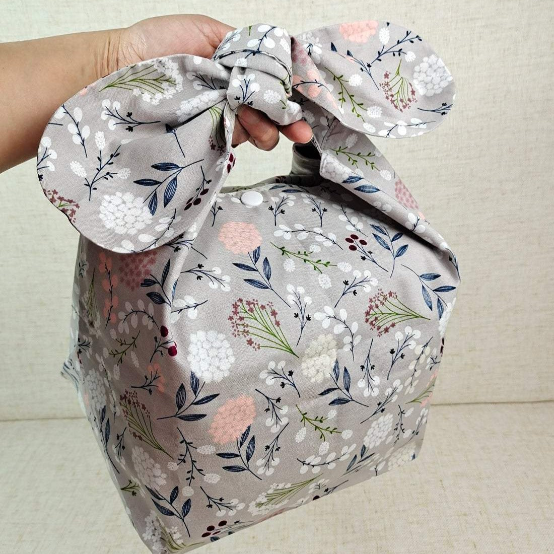 Grey Dandelion Cotton Bento Lunch Bag