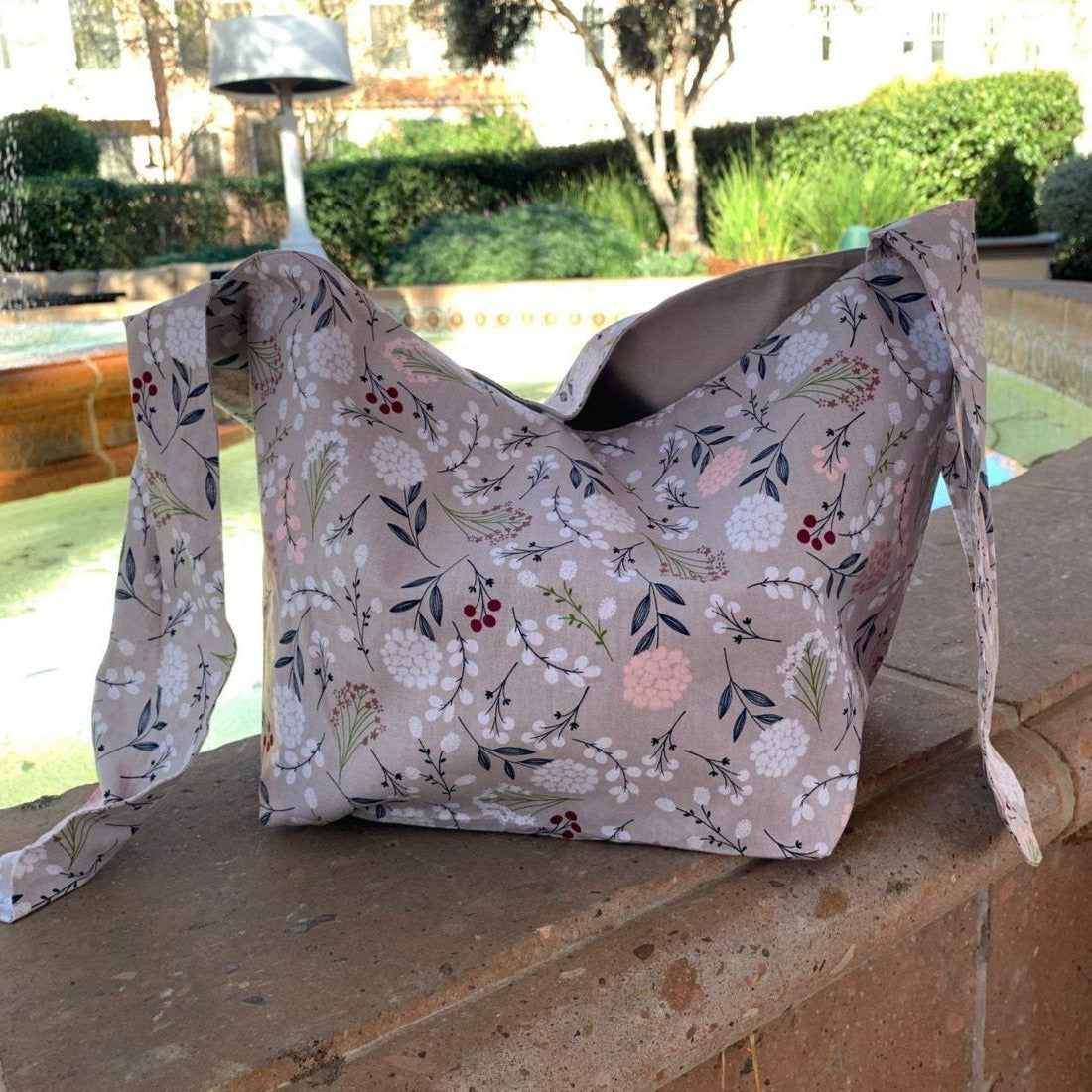 Grey Dandelion Cotton Bento Lunch Bag