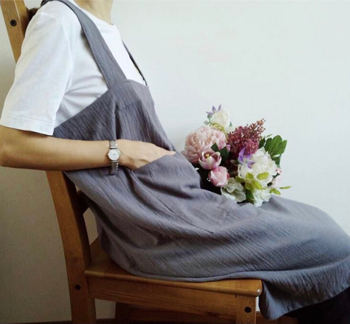 Washed Cotton Linen Cross Behind Apron