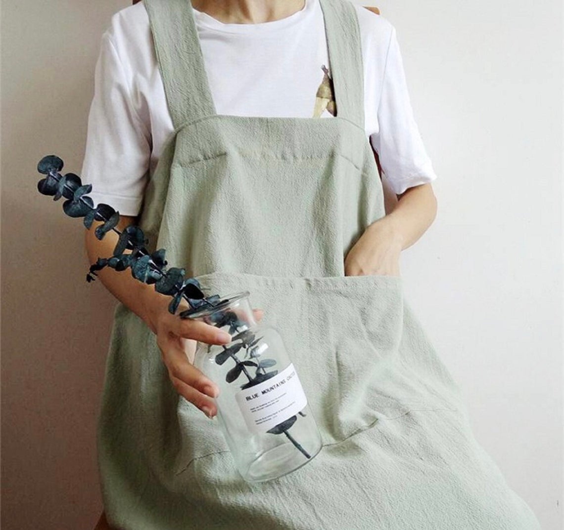 Washed Cotton Linen Cross Behind Apron