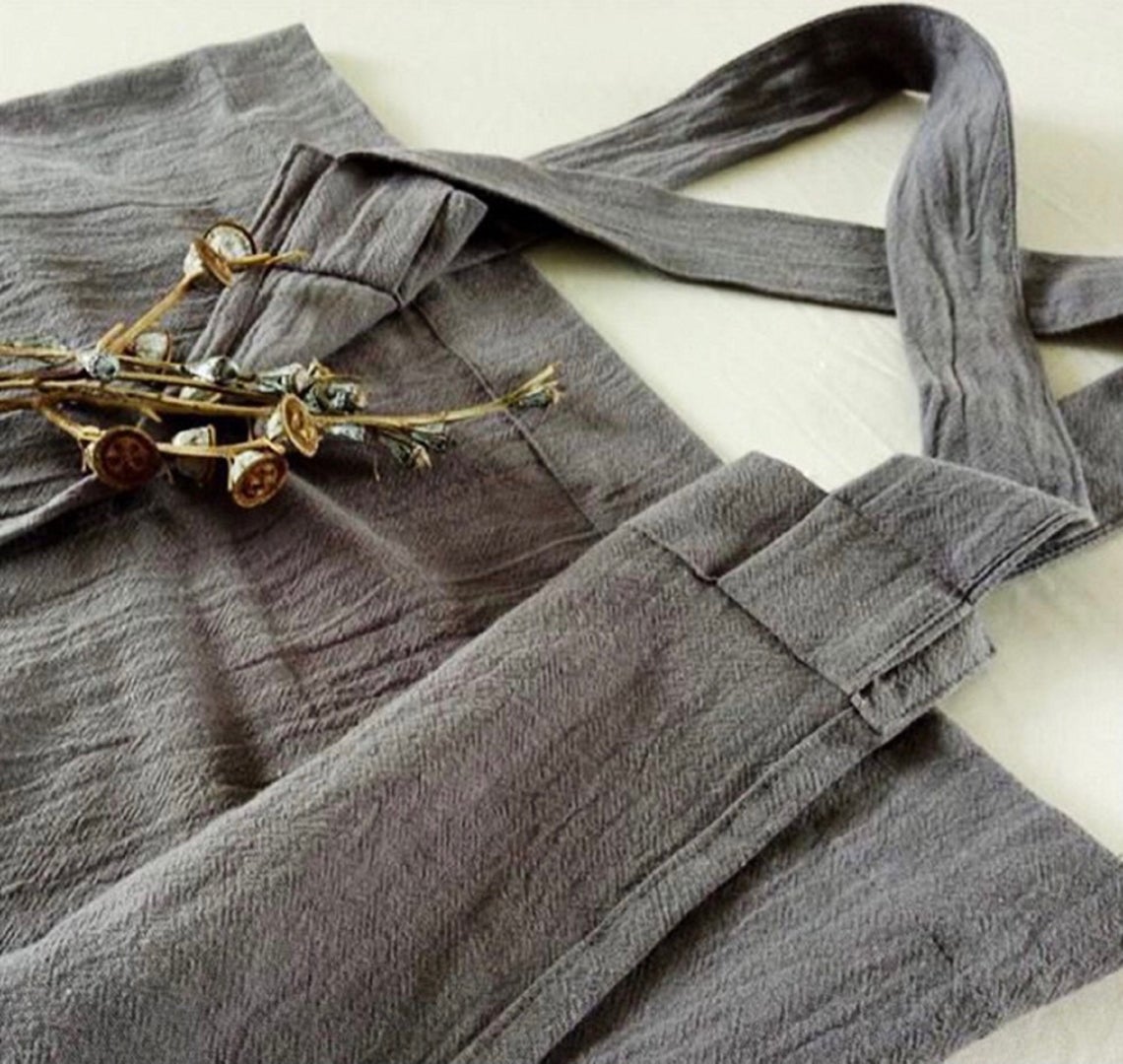 Washed Cotton Linen Cross Behind Apron