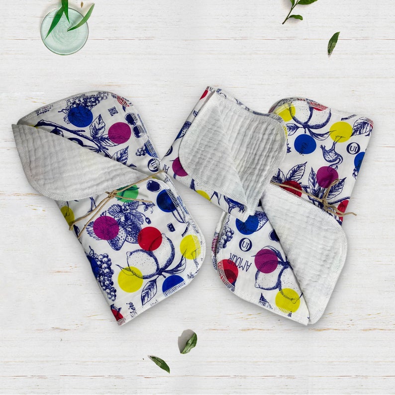 Multi-Use Soft Towel, Set of 12 — Happy Fruits