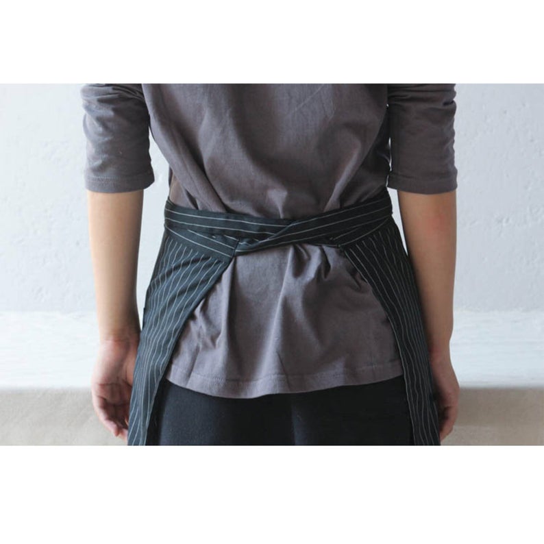 Unisex Blue Strip Half Bistro Apron