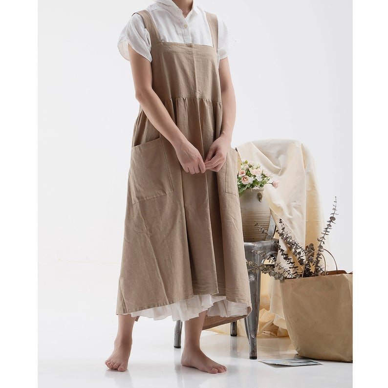 Cappuccino Slub Smock Apron
