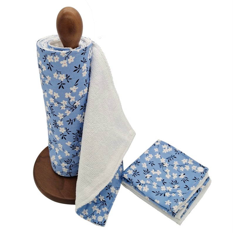 Reusable Unpaper Towels — White Flowers