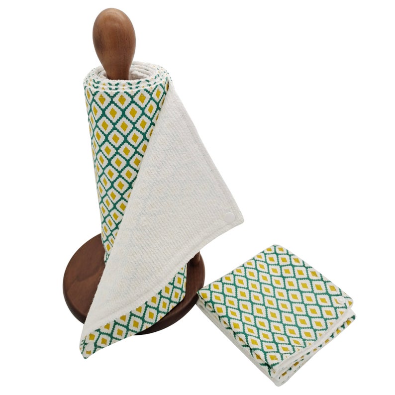 Reusable Unpaper Towels — Yellow Green Geometric Print