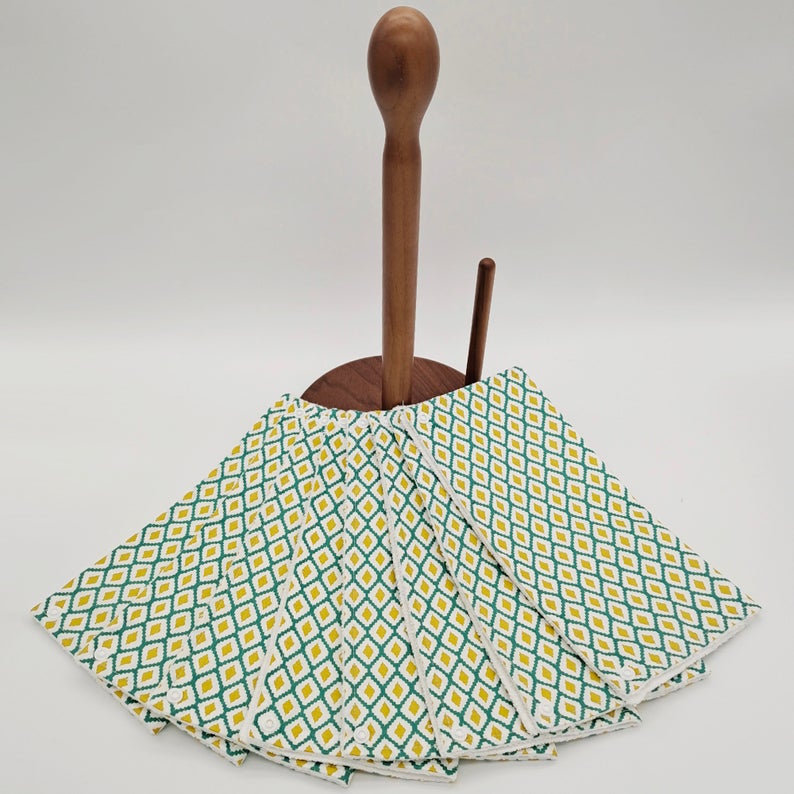 Reusable Unpaper Towels — Yellow Green Geometric Print