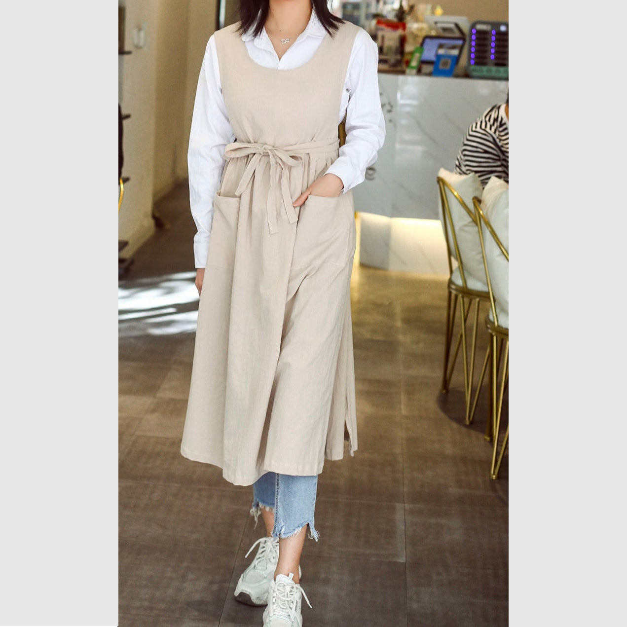 Oat Oversized Full Body Apron