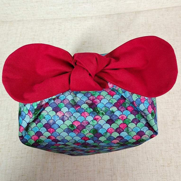 Blue Curve Cotton Bento Lunch Bag