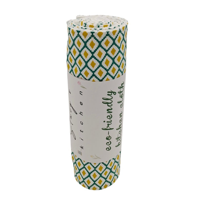 Reusable Unpaper Towels — Yellow Green Geometric Print